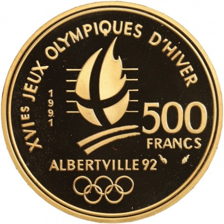 500 Francs 1992 Albertville - 1991 - Or 17g - Belle épreuve - FDC