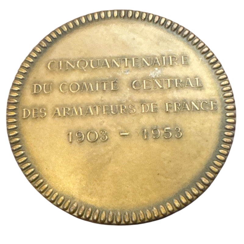 Médaille - Cinquantenaire du comité central des armateurs de France - 1903-1953 - bronze 73mm - TTB+