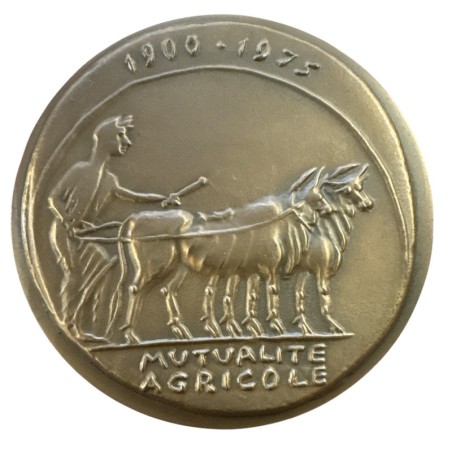 Médaille - Mutualité agricole - 1900-1975 - bronze 83mm - 318g - SUP