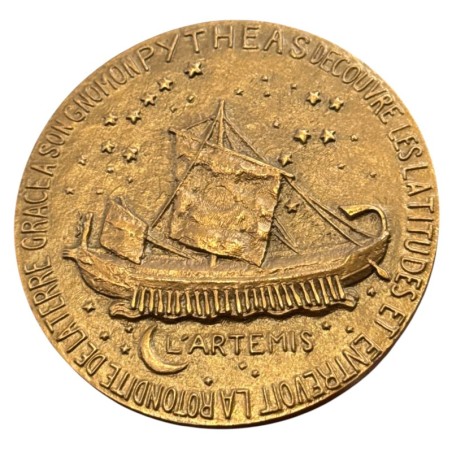 Médaille - Pytheas - Explorateur Massaliote - bronze 71,5mm - SUP