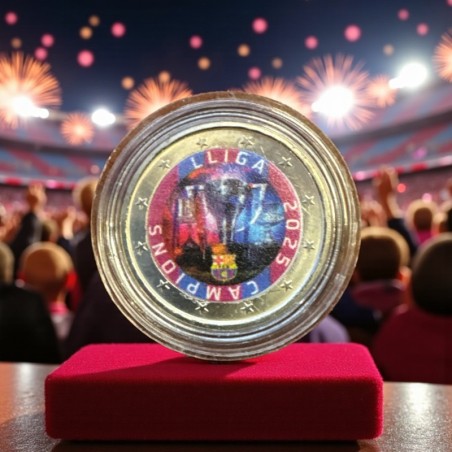 2 Euro couleur - Champion de la liga 2025 - Barcelone