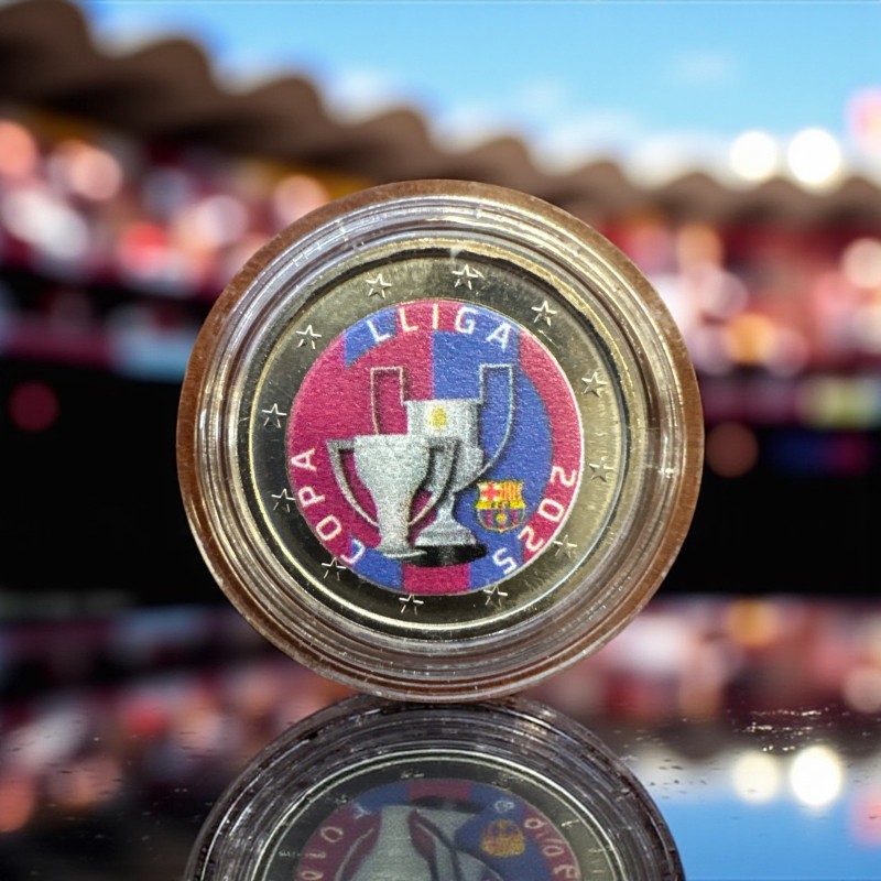 2 Euro couleur - Doublé copa et liga 2025 - Barcelone