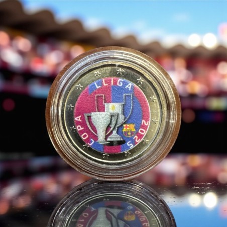 2 Euro couleur - Doublé copa et liga 2025 - Barcelone