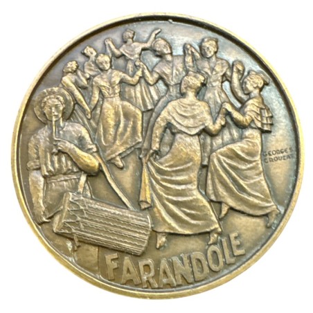 Médaille - Farandole - Provence et camargue - bronze 67,5mm - 1981 - georges Crouzat - SUP