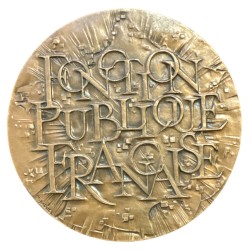 Médaille - Fonction publique Française - cuivre 80,5mm - Gaston Defferre 1983 - SUP 2