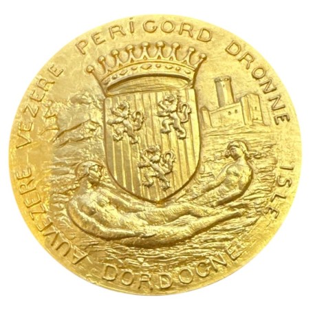 Médaille - Michel de Montaigne - Périgord - bronze 71,5mm - 1980 - Halbout - SUP