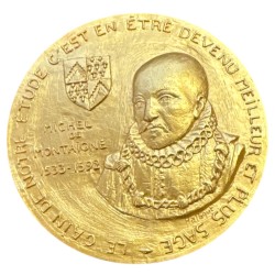 Médaille - Michel de Montaigne - Périgord - bronze 71,5mm - 1980 - Halbout - SUP 2