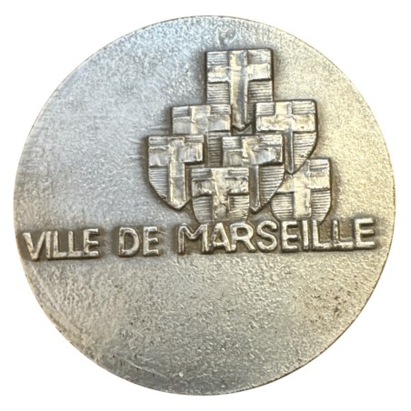 Médaille - Ville de Marseille - bronze argenté - 68mm - 1974 - TTB