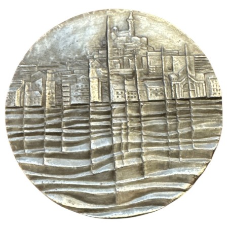 Médaille - Ville de Marseille - bronze argenté - 68mm - 1974 - TTB