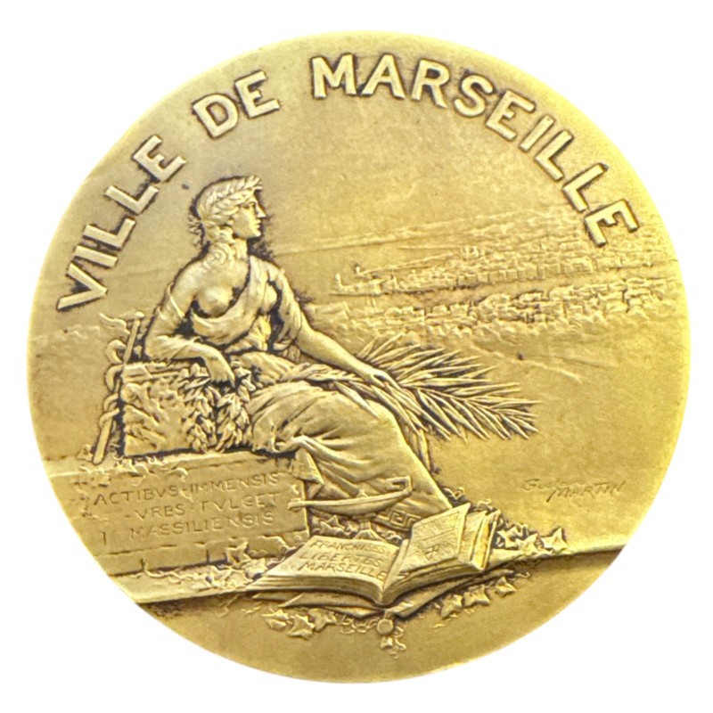 Médaille - Ville de Marseille - bronze - 68mm - gravure prefet - TTB+