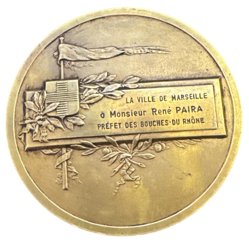 Médaille - Ville de Marseille - bronze - 68mm - gravure prefet - TTB+