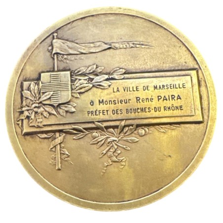 Médaille - Ville de Marseille - bronze - 68mm - gravure prefet - TTB+