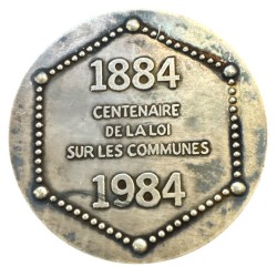 Médaille - Association des maires de France - 1884-1984 - argent 174g - gravure Gaston Defferre - TTB 2