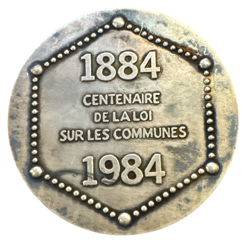Médaille - Association des maires de France - 1884-1984 - argent 174g - gravure Gaston Defferre - TTB