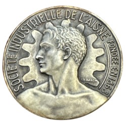 Médaille - Société industrielle de l'Aisne - 1957 - Sucrerie de Marle - bronze argenté - 59mm - TTB+