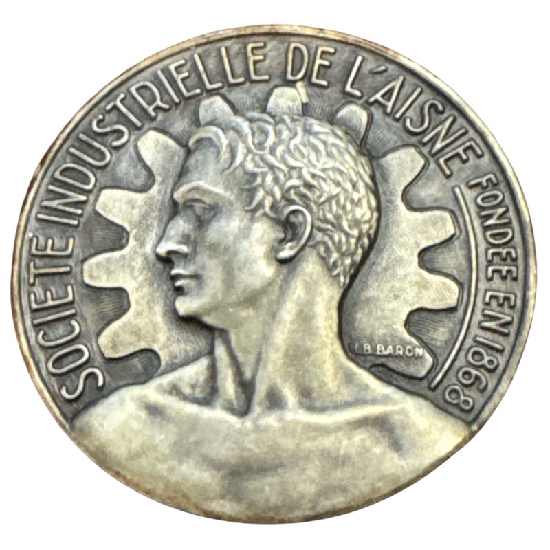 Médaille - Société industrielle de l'Aisne - 1957 - Sucrerie de Marle - bronze argenté - 59mm - TTB+