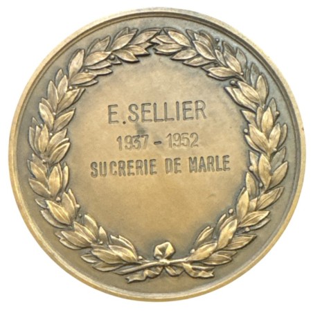 Médaille - Société industrielle de l'Aisne - 1937-52 - Sucrerie de Marle - bronze - 58mm - TTB+