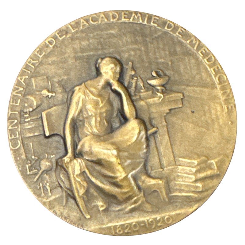 Médaille - Centenaire de l'académie de médecine - 1820-1920 - Paul Richer - bronze - 68mm 