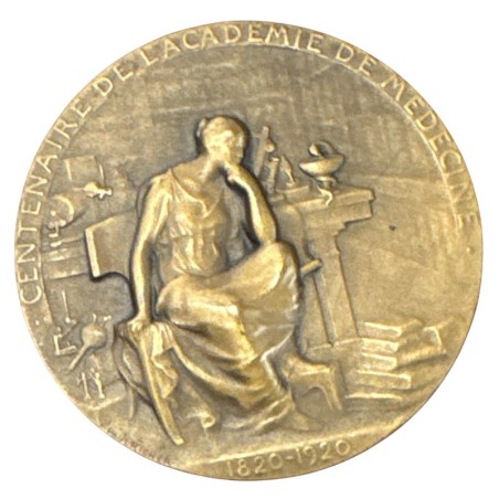 Médaille - Centenaire de l'académie de médecine - 1820-1920 - Paul Richer - bronze - 68mm 