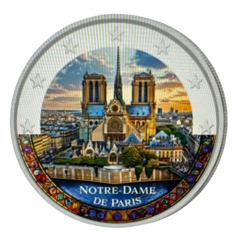 2 Euro couleur - Notre-dame de Paris - vue du ciel