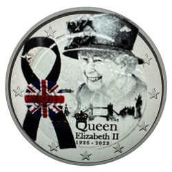 2 Euro couleur - Reine Elisabeth II - 1926-2022 - ruban noir