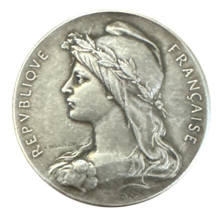 Médaille - Association Sténographique unitaire - 1911 - argent 34,18g - 42mm - Desaide et Roty - TTB+
