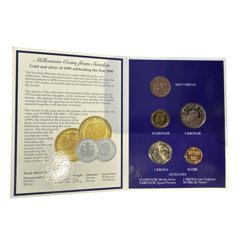 Suède - Coffret 4 monnaies + 1 médaille - 2000 - FDC