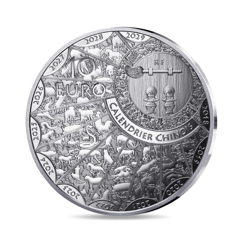 10 Euro 2025 - Année du cheval - Calendrier chinois - argent Belle épreuve