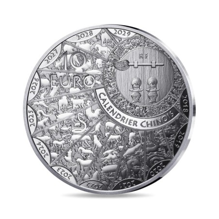 10 Euro 2025 - Année du cheval - Calendrier chinois - argent Belle épreuve