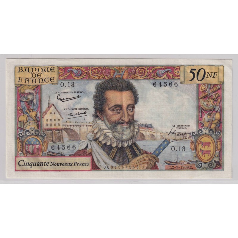 50 Francs Henri IV - 2.07.1959 - SUP