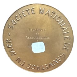 Médaille - Société nationale de sauvetage en mer - bronze - 72mm - attribuée au revers 2