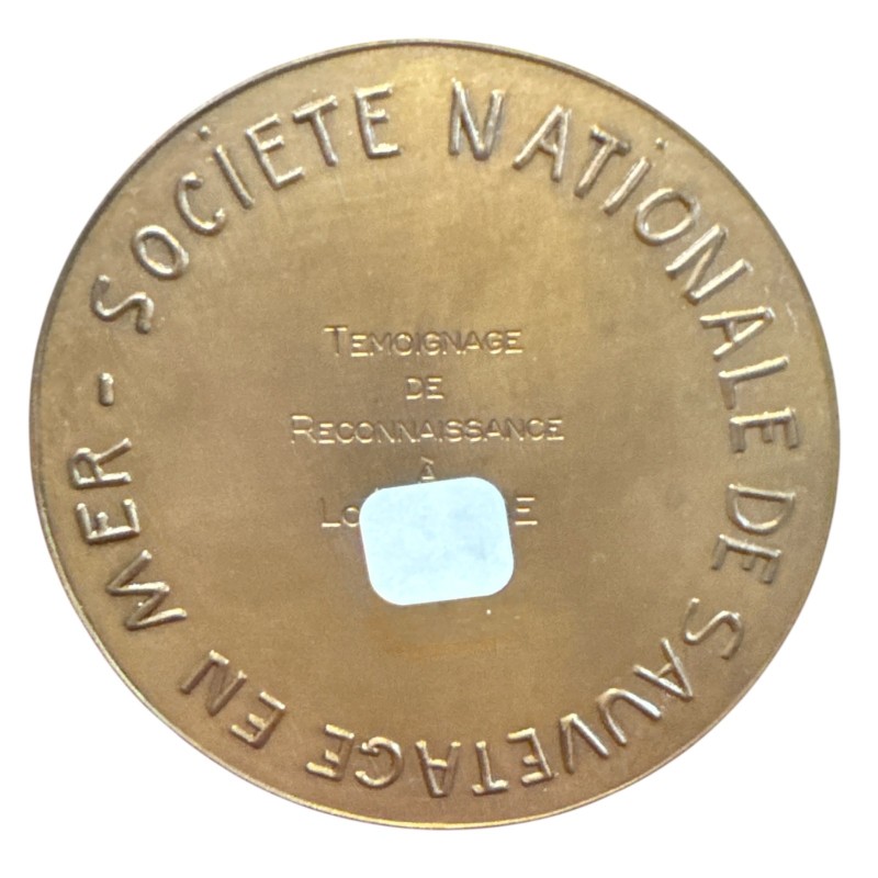 Médaille - Société nationale de sauvetage en mer - bronze - 72mm - attribuée au revers
