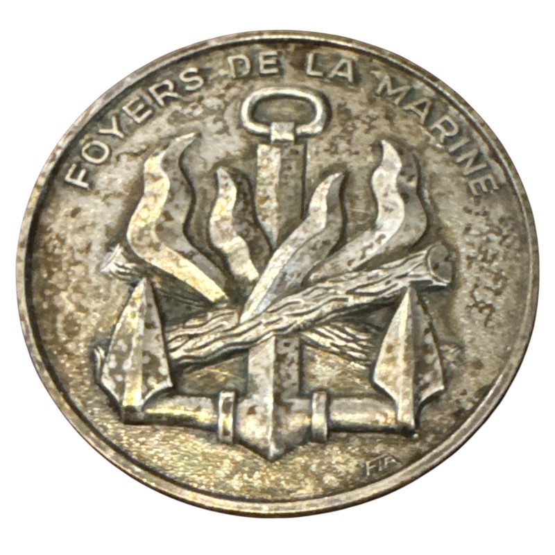 Médaille - Foyers de la marine - métal argenté - 74mm