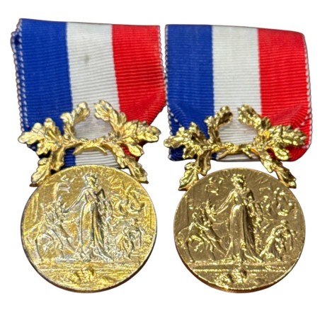 Lot 2 Médailles - Courage et dévouement - attribuée à la même personne