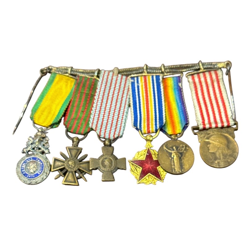Barette 6 décorations - 1914-18 - WWI - réduction