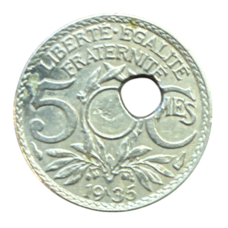 Monnaie Fautée - 10 Centimes Lindauer 1935 - trou décalé - TTB+