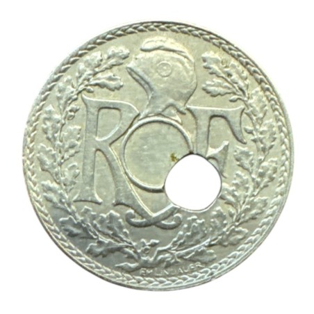 Monnaie Fautée - 10 Centimes Lindauer 1935 - trou décalé - TTB+
