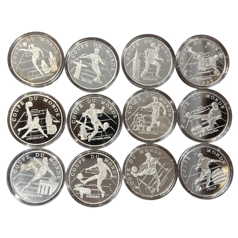 Lot 12 Médailles - Coupe du monde Football 1998 - argent