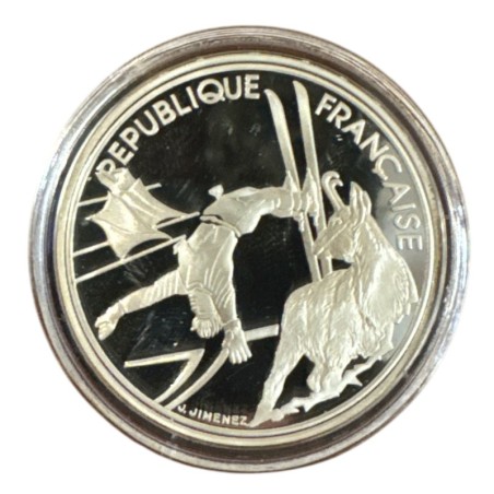 100 Francs - JO Albertville 1992 - Ski acrobatique 1990 - sans écrin ni certificat - argent BE - FDC