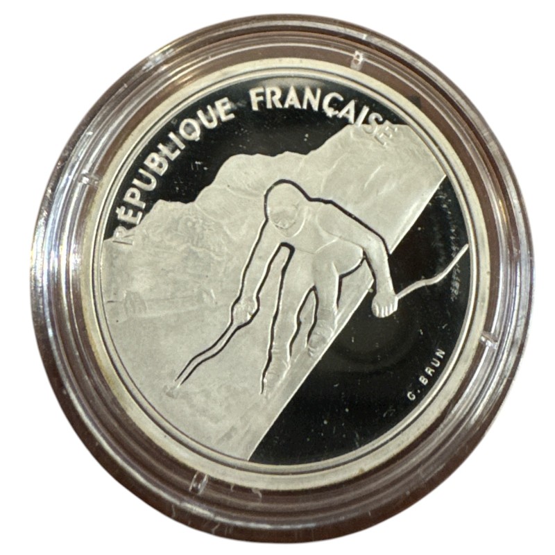 100 Francs - JO Albertville 1992 - Ski alpin 1989 - sans écrin ni certificat - argent BE - FDC