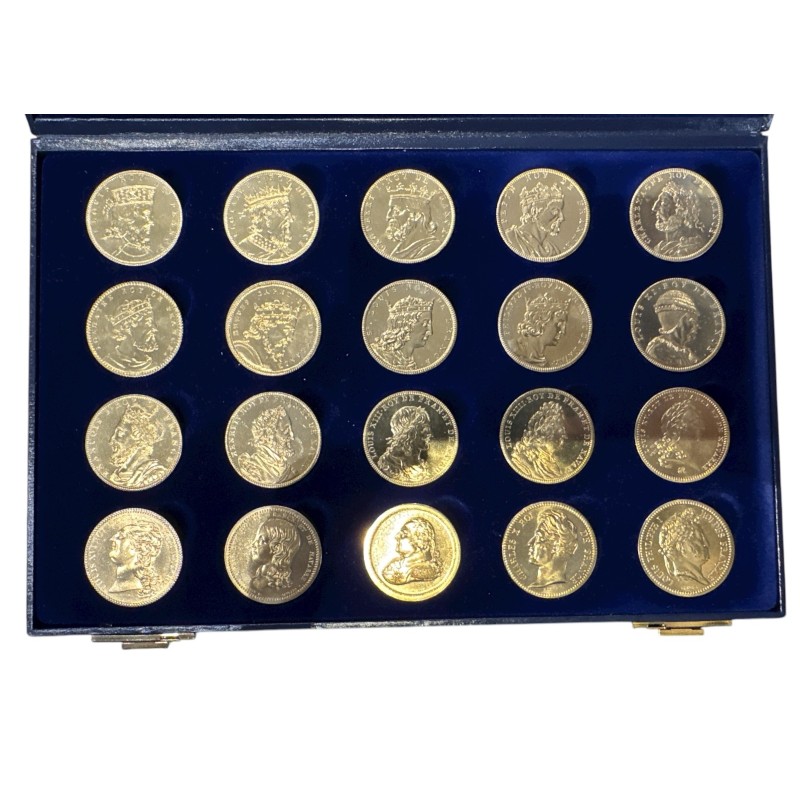 Coffret 40 Médailles - Rois de France - Jeu de dames - 34,5mm - 0,60mm épaisseur