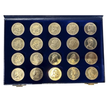 Coffret 40 Médailles - Rois de France - Jeu de dames - 34,5mm - 0,60mm épaisseur