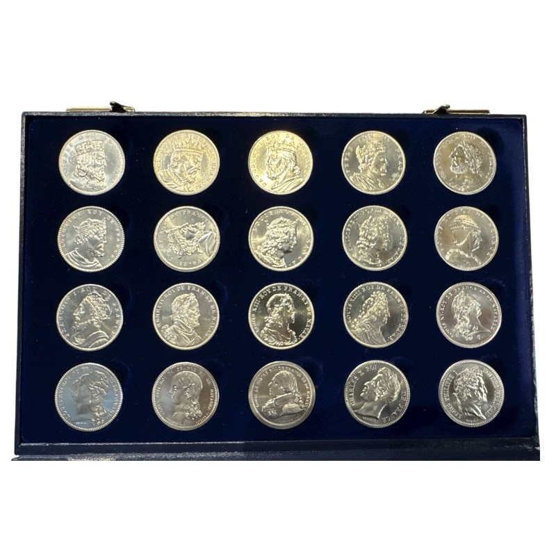 Coffret 40 Médailles - Rois de France - Jeu de dames - 34,5mm - 0,60mm épaisseur