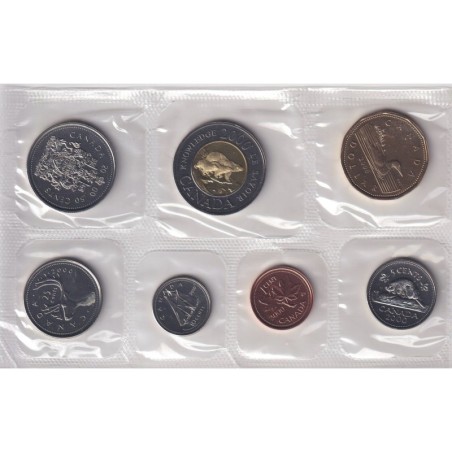 Canada - Série 7 monnaies - 2000 - FDC - avec enveloppe ours polaire et certificat