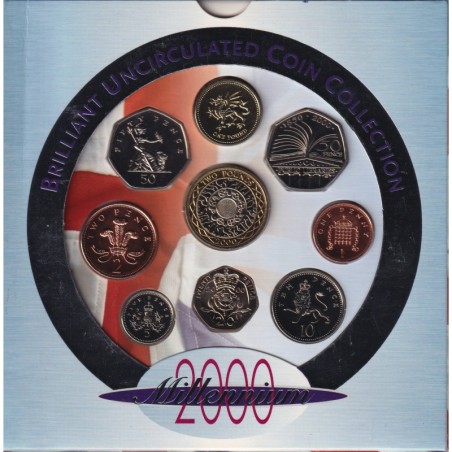 Angleterre - Coffret BU 9 monnaies - 2000 Millenium - FDC
