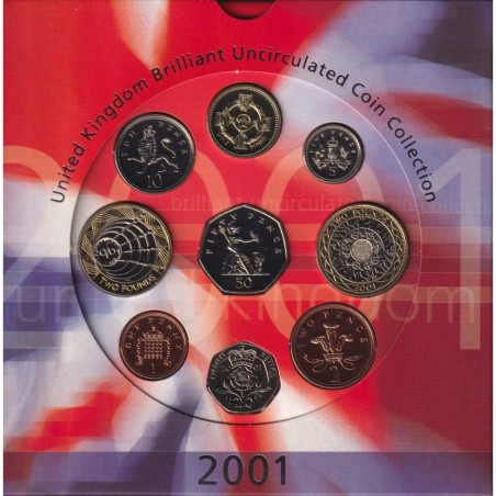 Angleterre - Coffret BU 9 monnaies - 2001 - FDC