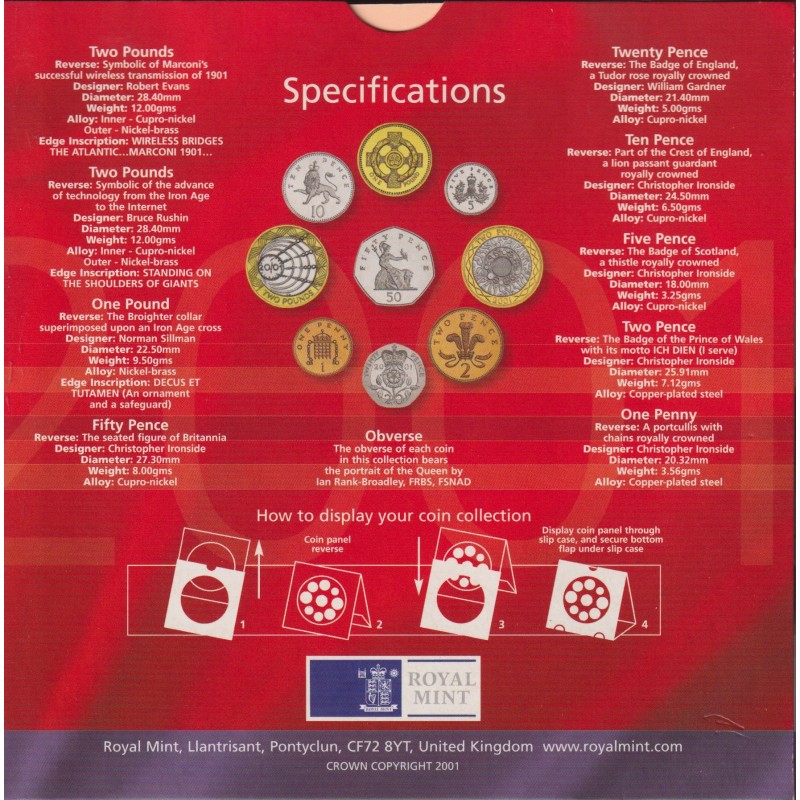 Angleterre - Coffret BU 9 monnaies - 2001 - FDC