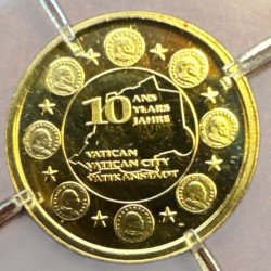 Médaille - 10 ans de l'euro - 2012 - or 0,5g 0,333 - FDC