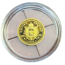 Medaille Or - Réplique 100 Francs 1869 Napoléon III - 0,5g 0,585 - FDC 2