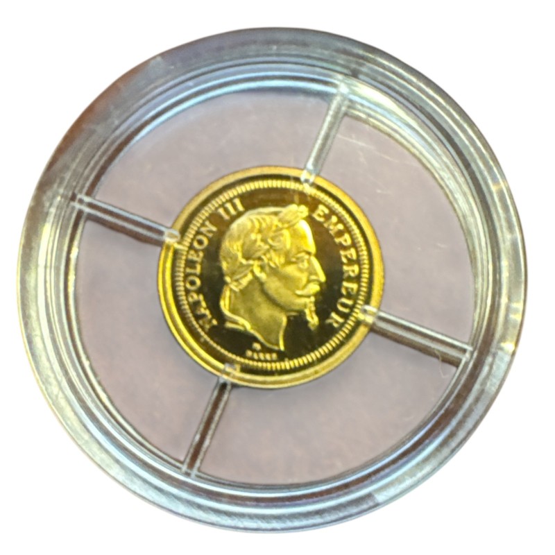 Medaille Or - Réplique 100 Francs 1869 Napoléon III - 0,5g 0,585 - FDC